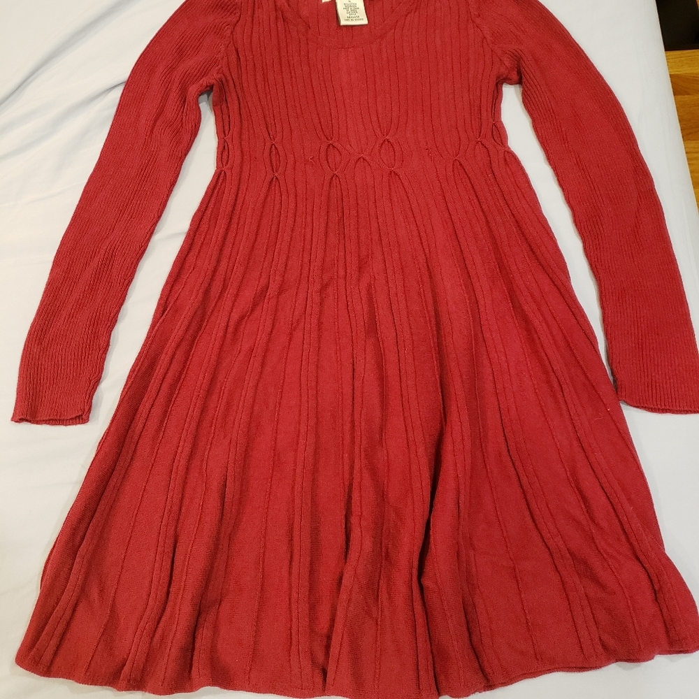 Red long sleeve sweater dress